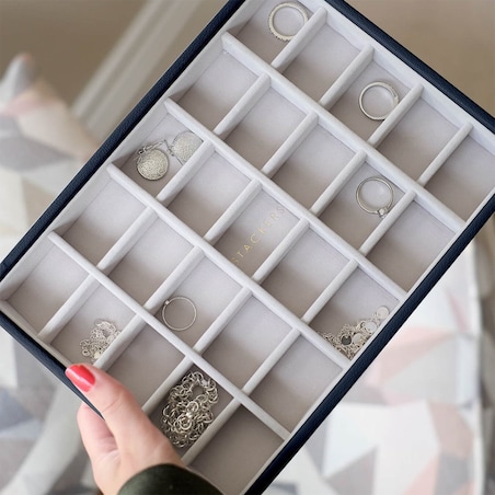 Szkatułka na biżuterię Stackers Pebble 25 komorowa classic granatowa
