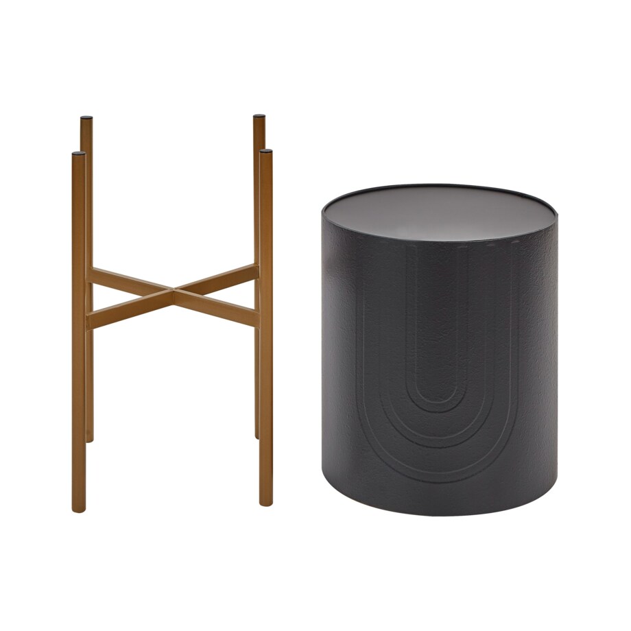 Doniczka na stojaku metalowa 32 x 32 x 58 cm czarna SEROTINA