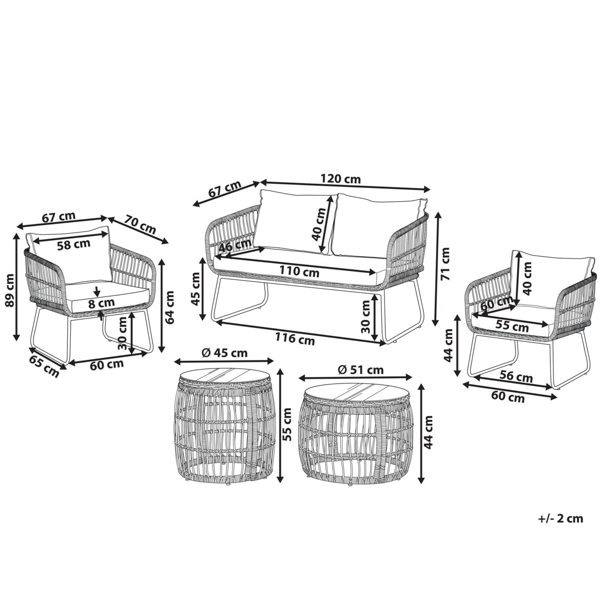 Zestaw ogrodowy rattanowy 4-osobowy beżowy RAVELLO