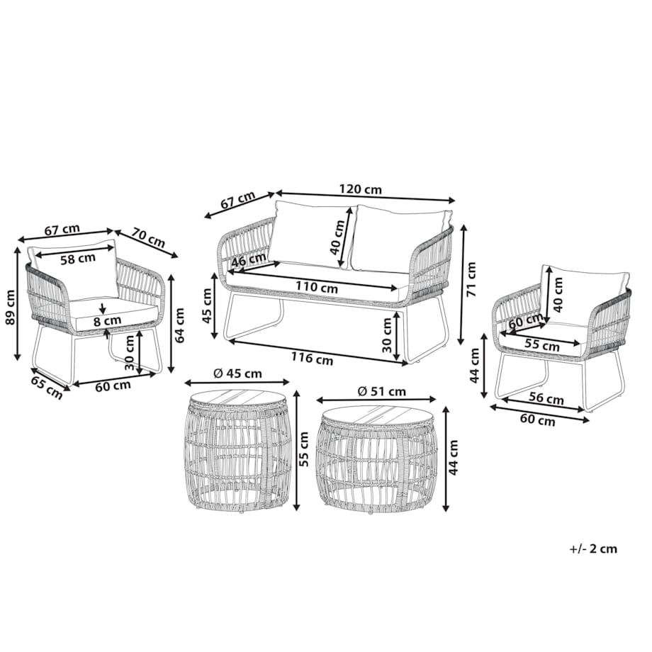 Zestaw ogrodowy rattanowy 4-osobowy beżowy RAVELLO
