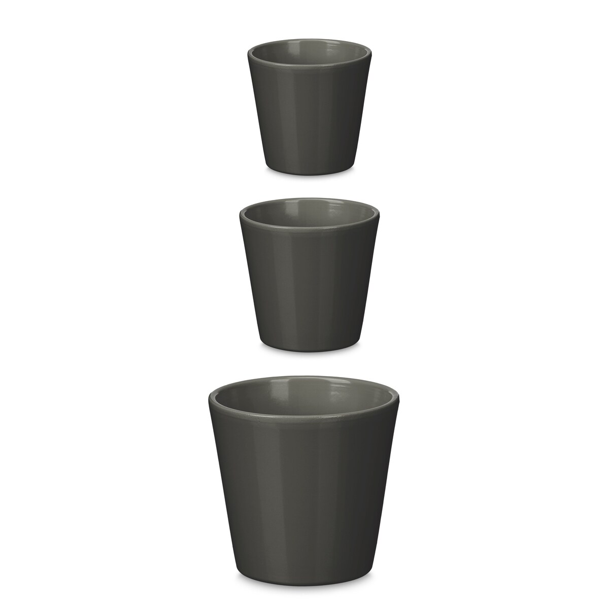Zestaw 3 doniczek ceramicznych Ø14, 17, 22 cm VASOS stożkowe antracytowe