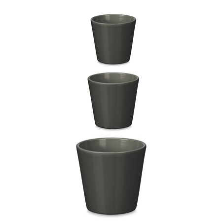 Zestaw 3 doniczek ceramicznych Ø14, 17, 22 cm VASOS stożkowe antracytowe