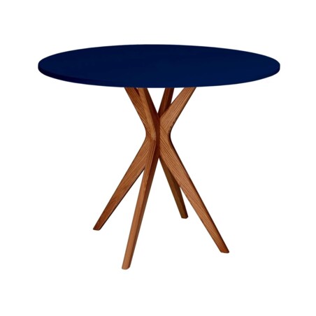 Stół okrągły CUTTI 80x80 granatowy/dąb
