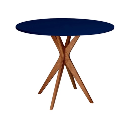 Stół okrągły CUTTI 80x80 granatowy/dąb