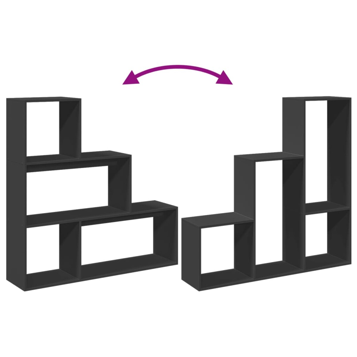 vidaXL Regał przegroda, 3 poziomy, czarny, 123x29x123 cm