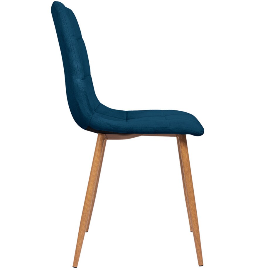 Krzesło tapicerowane do salonu granatowe welurowe pikowane