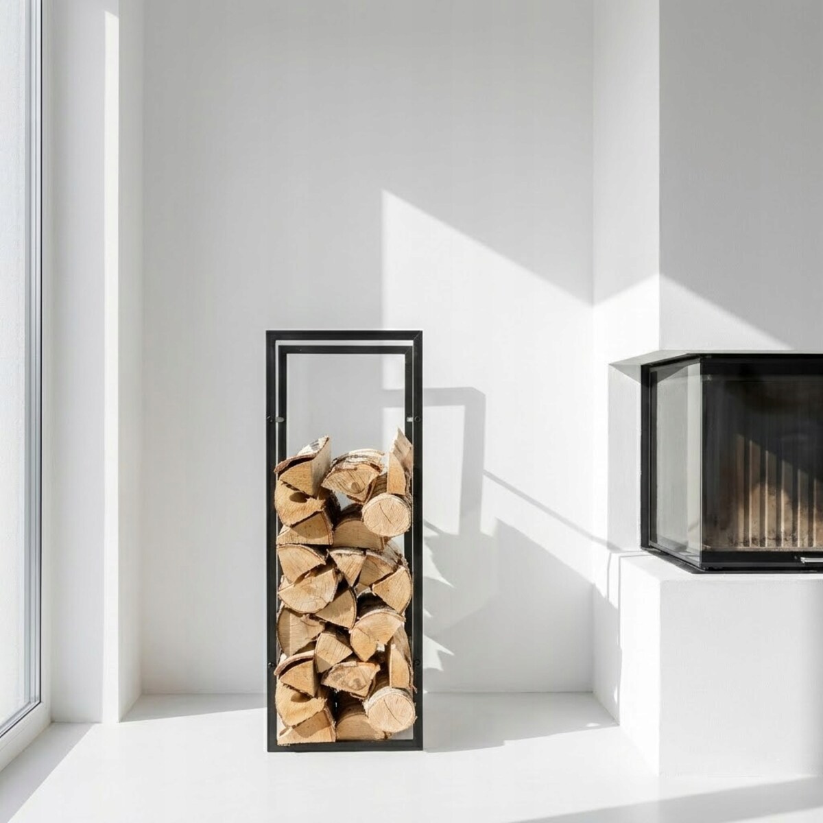 KOSZ STOJAK METALOWY NA DREWNO KOMINKOWE OPAŁOWE DUŻY WYSOKI PRZENOŚNY 80CM