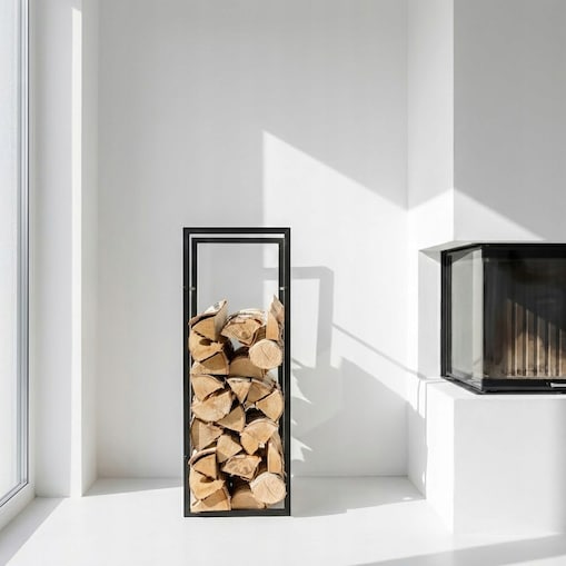 KOSZ STOJAK METALOWY NA DREWNO KOMINKOWE OPAŁOWE DUŻY WYSOKI PRZENOŚNY 80CM
