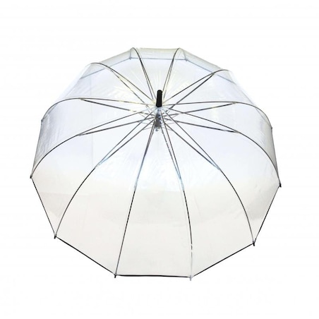 Długi parasol przezroczysty 12 żeber, czarna bordiura