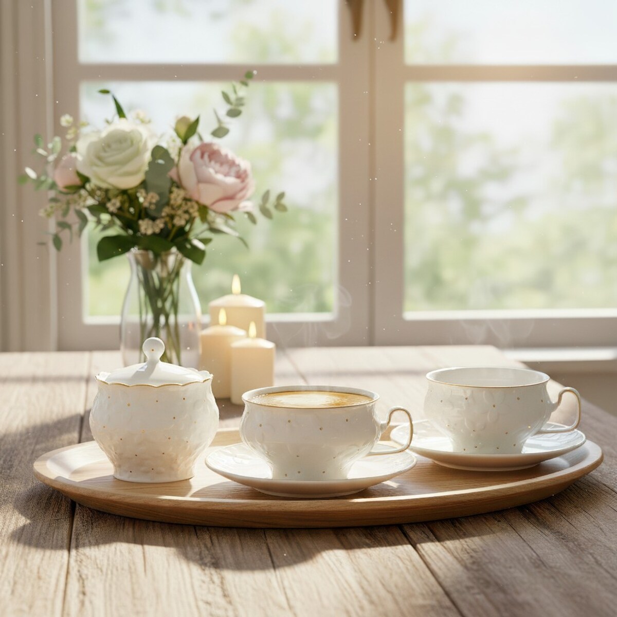 VILLA ITALIA Komplet filiżanek porcelanowych 280 ml 6 sztuk FIORELLA