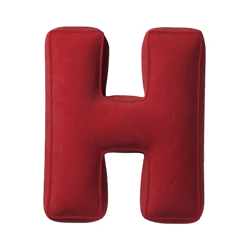 Poduszka literka H, intensywna czerwień, 35x40cm, Posh Velvet