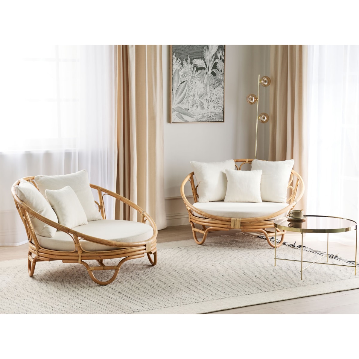 Zestaw 2 koszy ogrodowych rattanowy naturalny ROSSANO