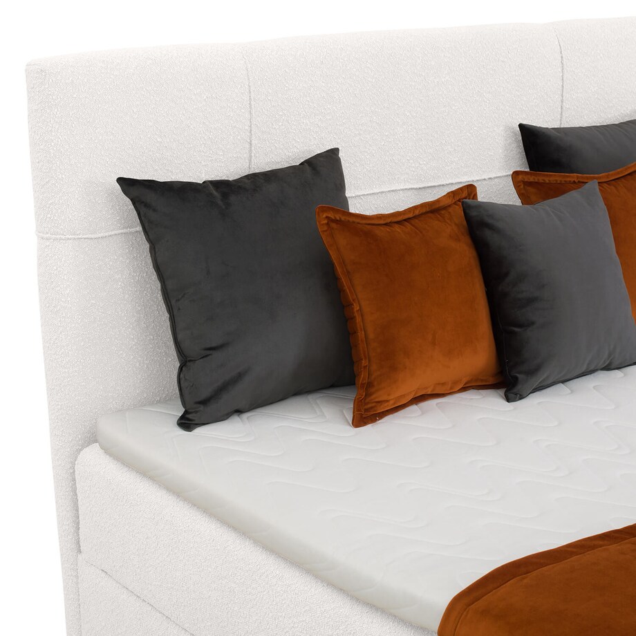 Łóżko kontynentalne EVERTON 140x200 z pojemnikiem, Biały, tkanina Baloo 2073