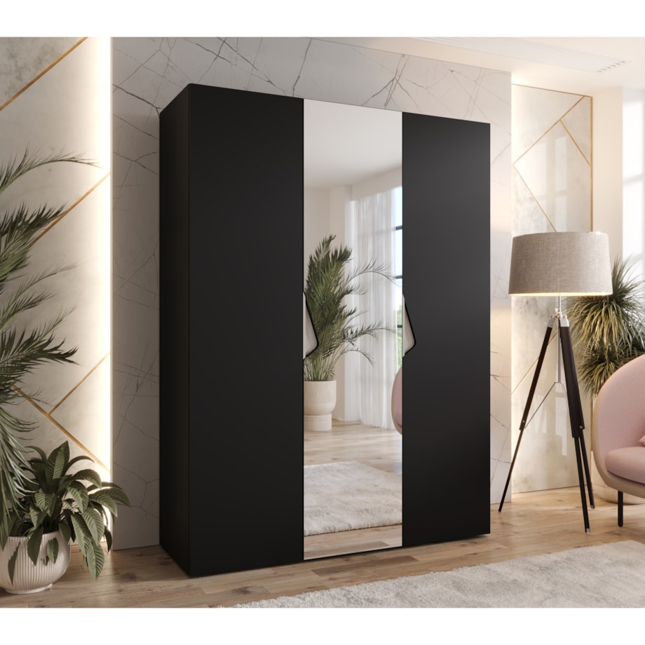 Szafa uchylna z lustrem Sandi 2 150 wys 202 cm Czarny + u Kaszmir