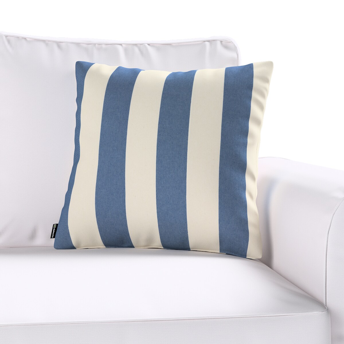 Poszewka Kinga na poduszkę 43x43 niebiesko-białe pionowe pasy (5,5cm)