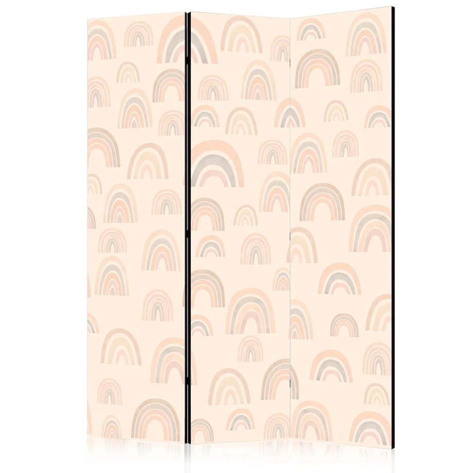 Parawan dwustronny Dla dzieci 135x172 cm 3-częściowy beżowy