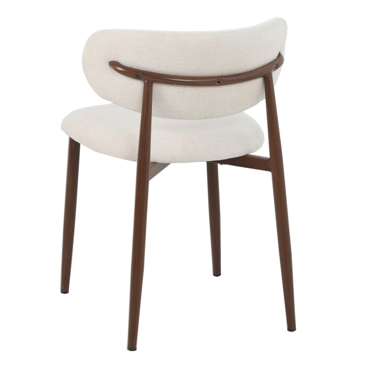 Krzesło INES beżowe metalowe nogi w kolorze drewna tapicerowane