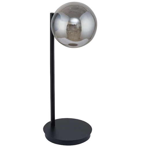Stołowa LAMPA stojąca ROMA 50221 Sigma loftowa LAMPKA szklana kula biurkowa czarna szara