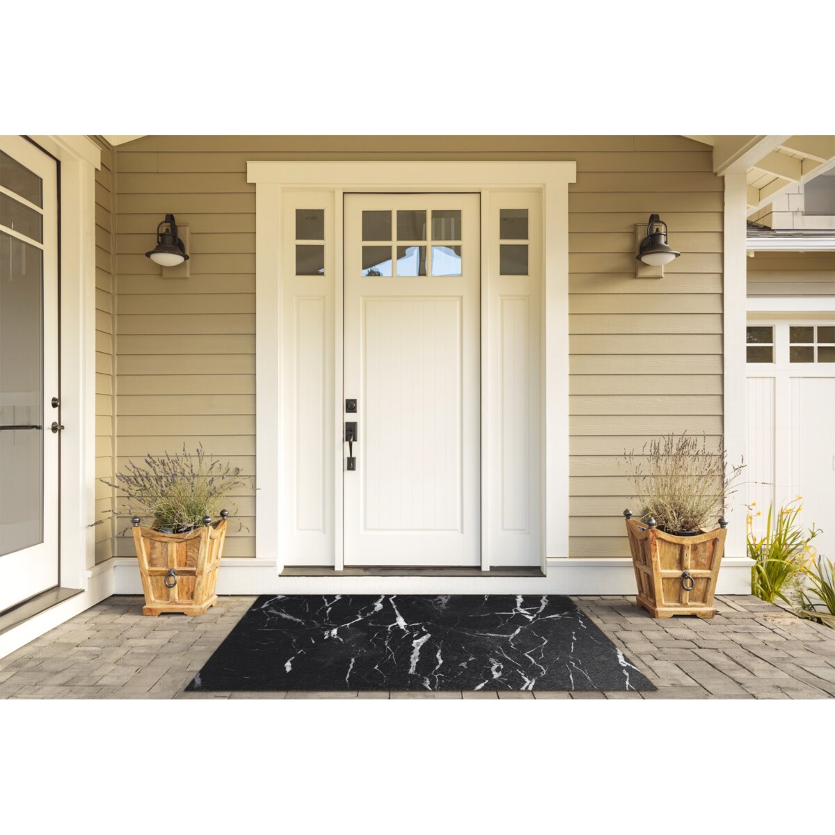 Wycieraczka zewnętrzna XXL Czarno-biały marmur 150x100cm