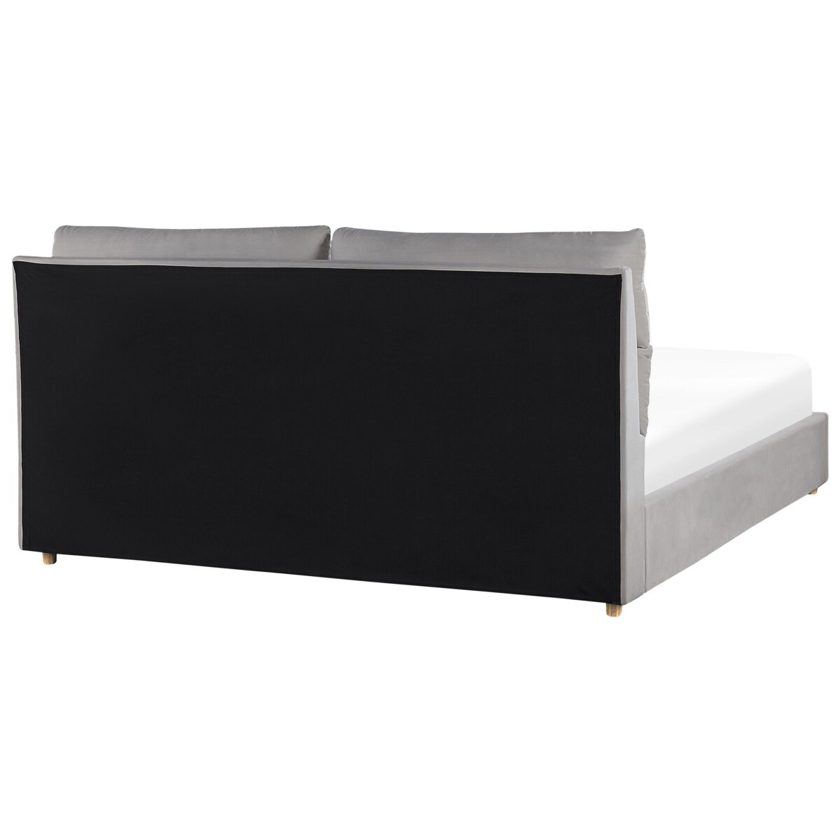 Łóżko z pojemnikiem welurowe 180 x 200 cm jasnoszare BATILLY