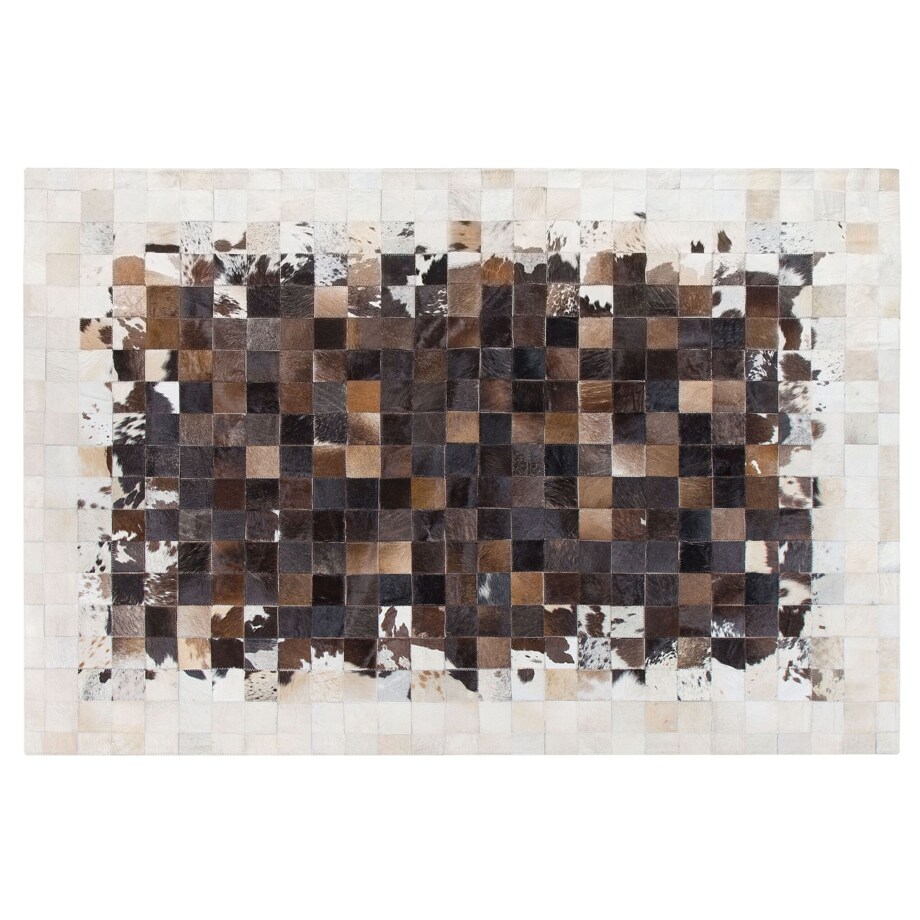 Dywan patchwork skórzany 140 x 200 cm brązowo-beżowy OKCULU