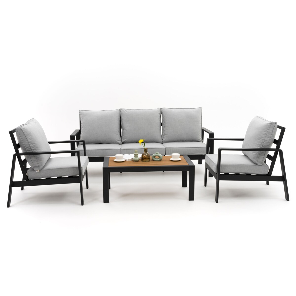 Zestaw mebli ogrodowych aluminiowe nowoczesne ATOL 5 grafitowo szare