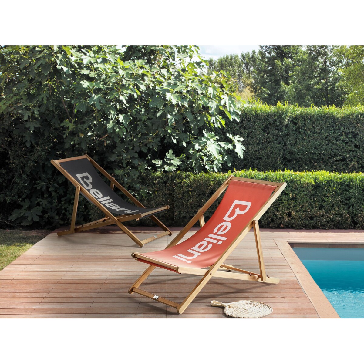 Leżak Drewno akacjowe Czerwony ANZIO