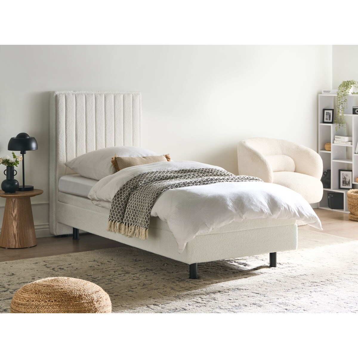 Łóżko regulowane Boucle DUKE II 80 x 200 cm Złamana biel