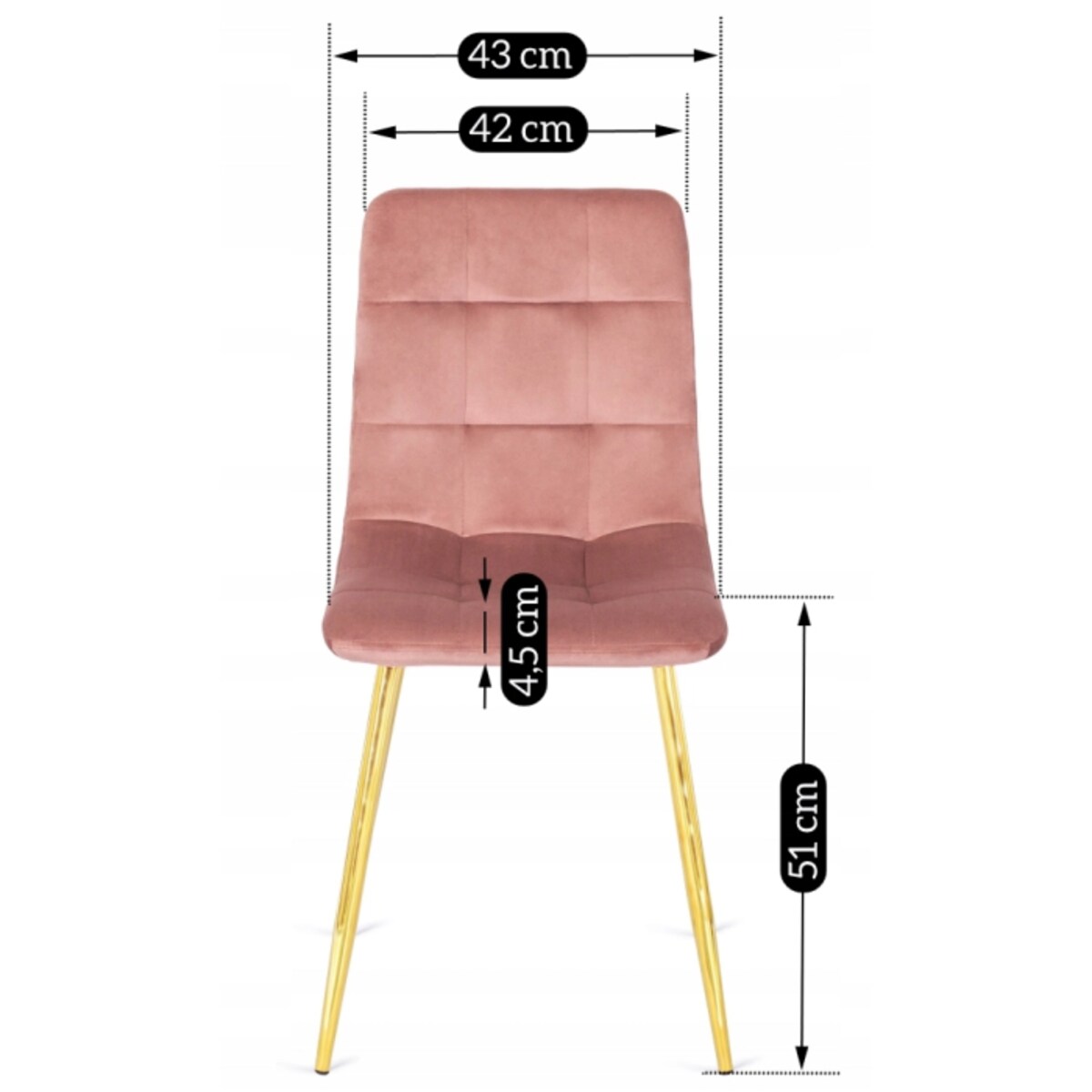 Krzesło Welurowe Jadalnia Glamour Złote Nogi Salon Do Toaletki Różowe YORK