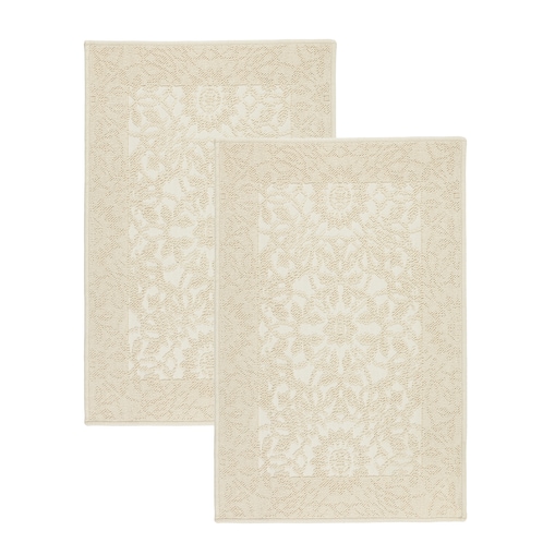 Komplet 2 szt Dywanik bawełniany 50x80 cm Lino antypoślizgowy egipski do prania pokoju łazienki zestaw Ornament beżowy