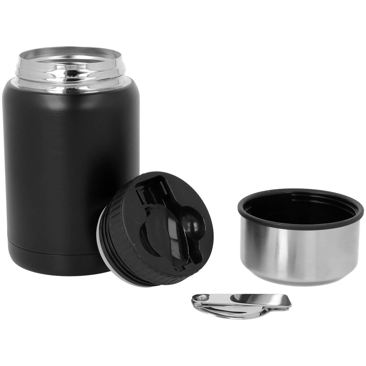 Termos obiadowy 500ml ze składaną łyżeczką na obiad zupę czarny MATOWY BRUNBESTE BB-3570