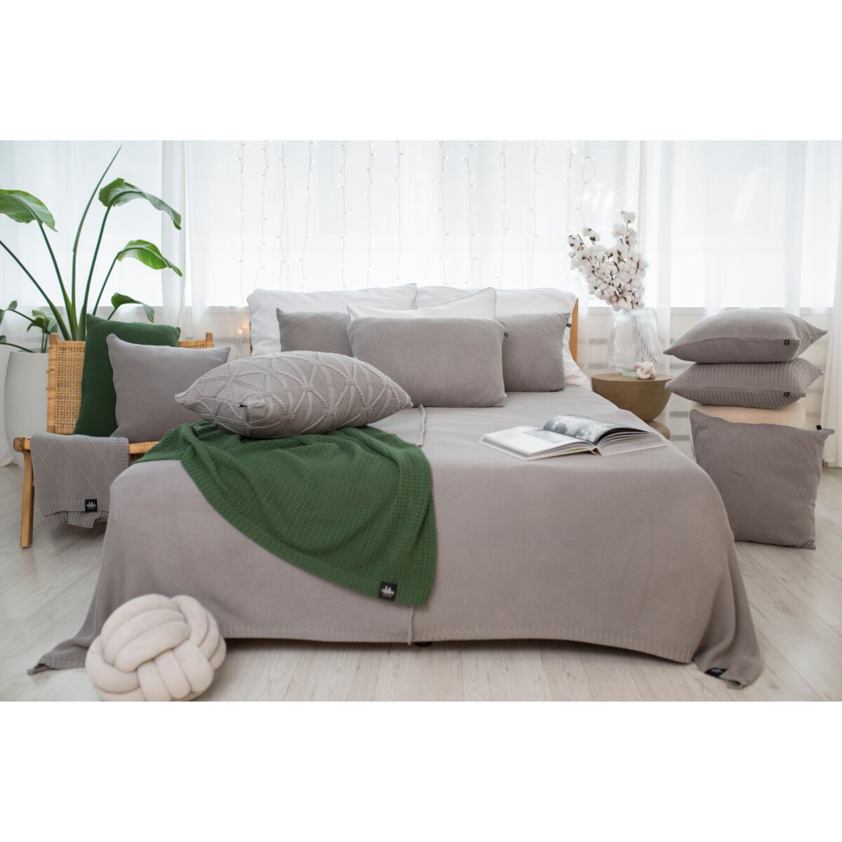 Poszewka rustykalna kwadratowa szara, 50 x 50 cm, La Manta