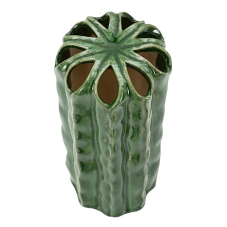 Osłonka dekoracyjna Cactus, kolor zielony, ceramika, 11,5 x 11,5 x 23,5 cm, motyw: kaktus, na doniczkę do salonu, Mauro Ferretti