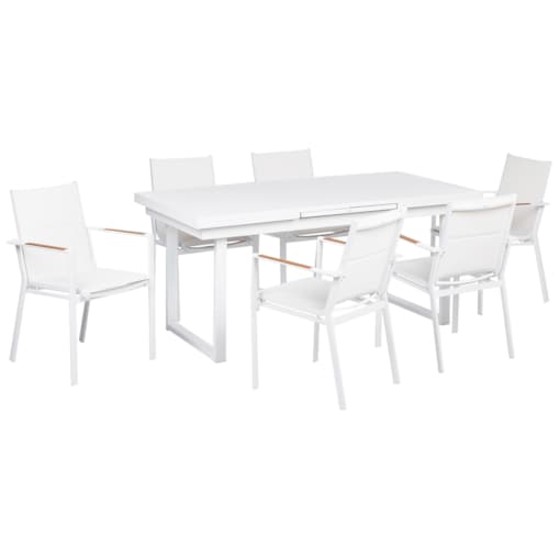 Zestaw ogrodowy stół rozkładany i 6 krzeseł biały VALCANETTO/BUSSETO