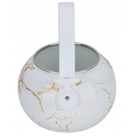 Czajnik Emaliowany Retro 2.2L Z Gwizdkiem - Biały Stal Węglowa Indukcja Gaz