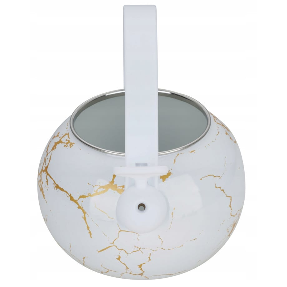 Czajnik Emaliowany Retro 2.2L Z Gwizdkiem - Biały Stal Węglowa Indukcja Gaz