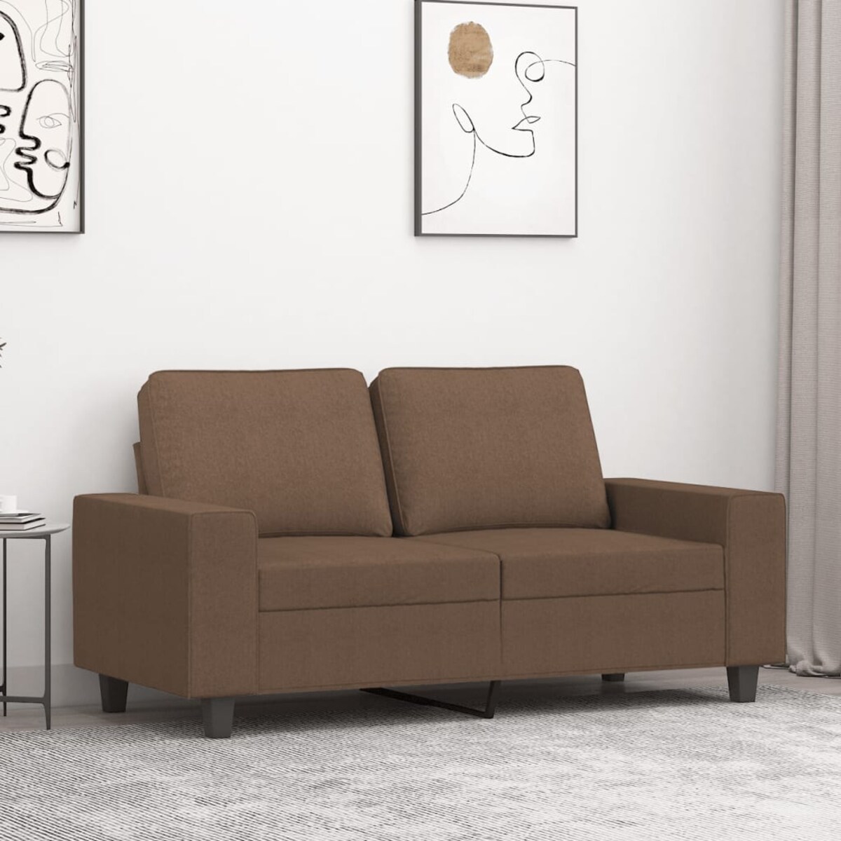 vidaXL Sofa 2-osobowa, brązowa, 120 cm, tapicerowana tkaniną