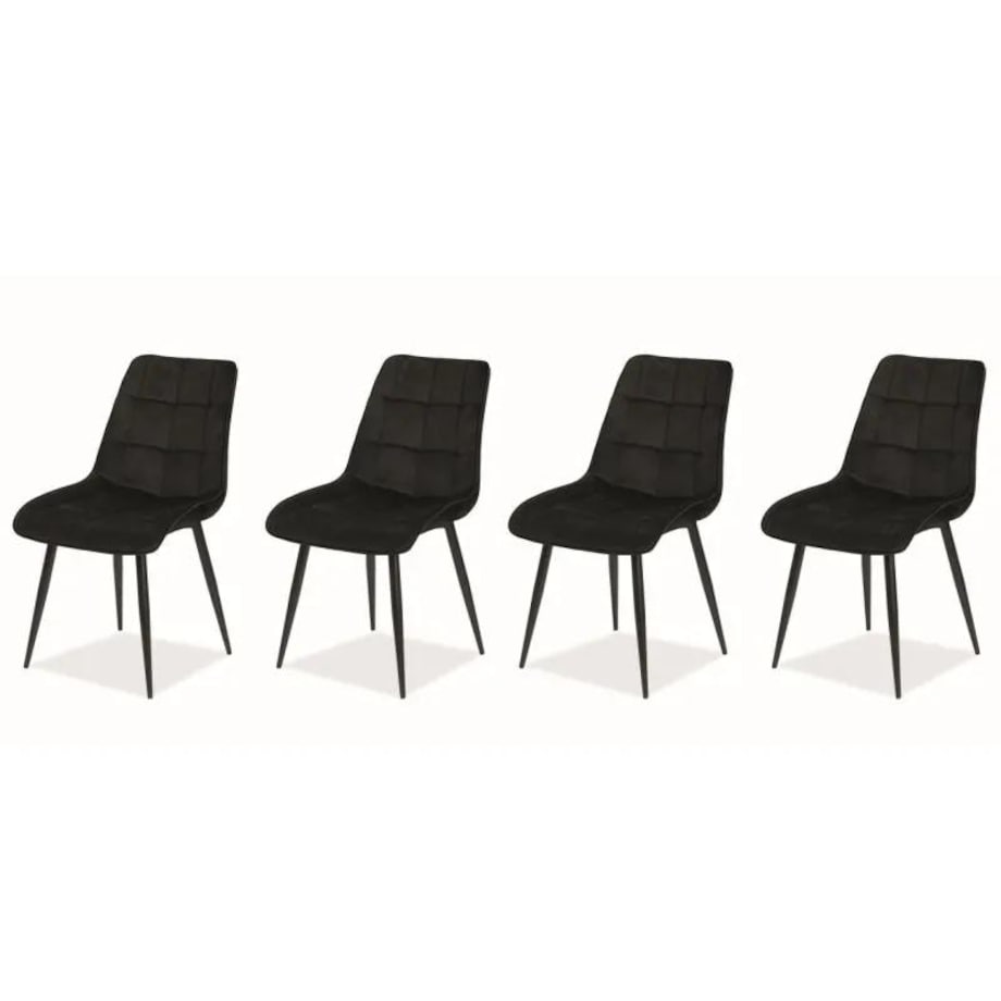 Zestaw krzeseł CHIC VELVET 4 szt czarne