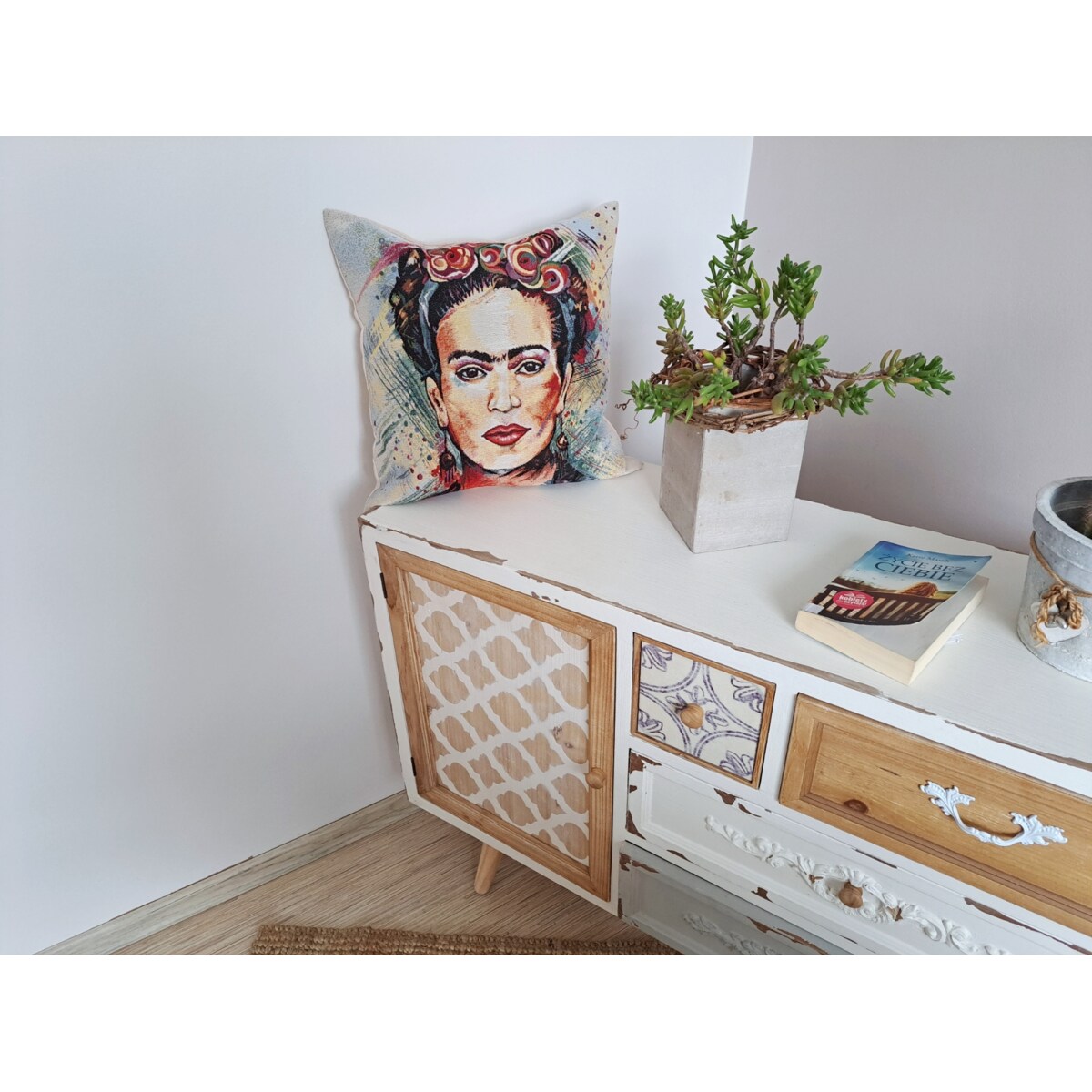 Poszewka Na Poduszkę Jasiek 45X45 Cm Żakardowa Dekoracyjna Ozdobna Frida