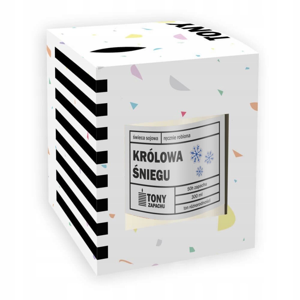 Naturalna ręcznie robiona świeca sojowa zapachowa w szkle KRÓLOWA ŚNIEGU 50h palenia 300ml - prezent upominek dla kobiety mamy dziewczyny żony babci niej