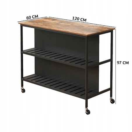 Wyspa kuchenna stół barowy kredens szafka na kółkach 2 półki regał wózek