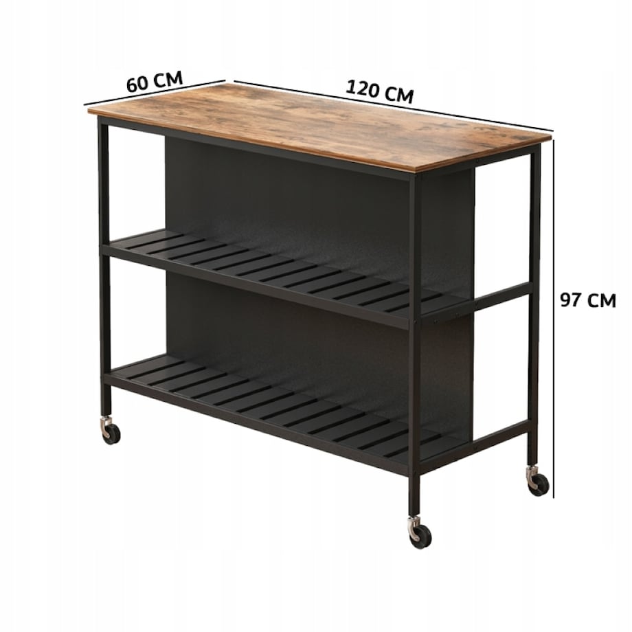 Wyspa kuchenna stół barowy kredens szafka na kółkach 2 półki regał wózek