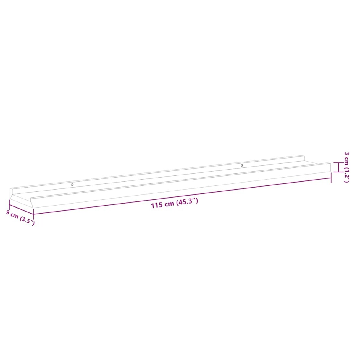 vidaXL Półki ścienne, 2 szt., dąb sonoma, 115x9x3 cm