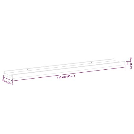 vidaXL Półki ścienne, 2 szt., dąb sonoma, 115x9x3 cm