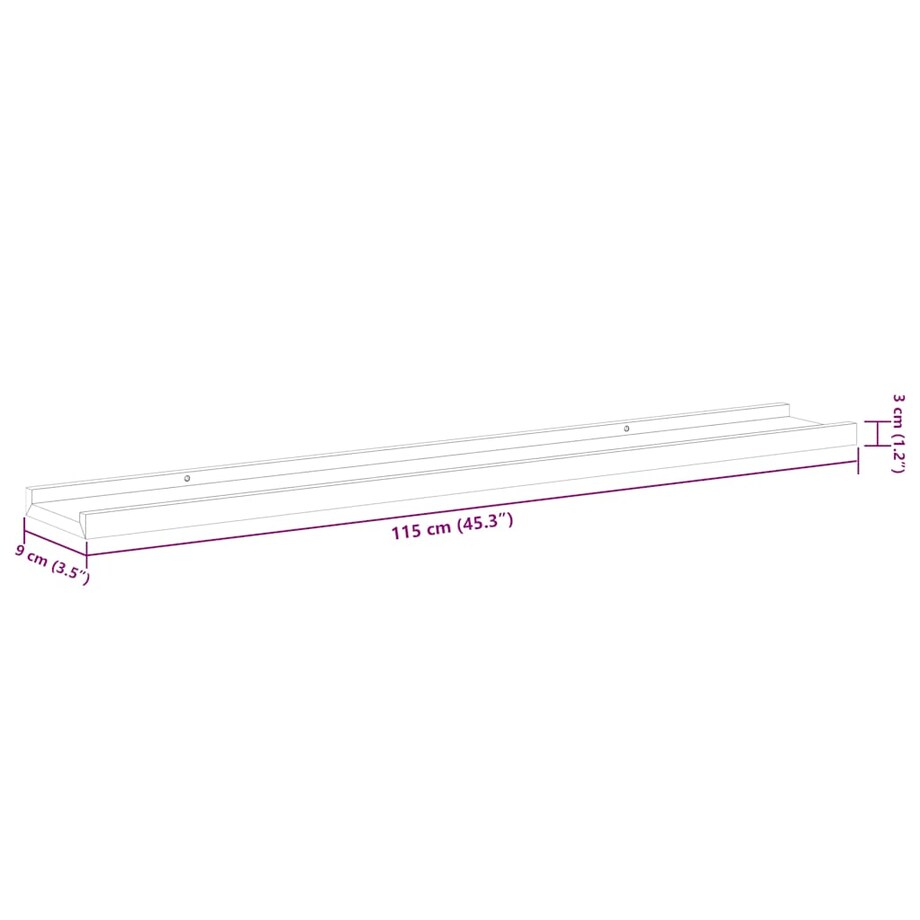 vidaXL Półki ścienne, 2 szt., dąb sonoma, 115x9x3 cm