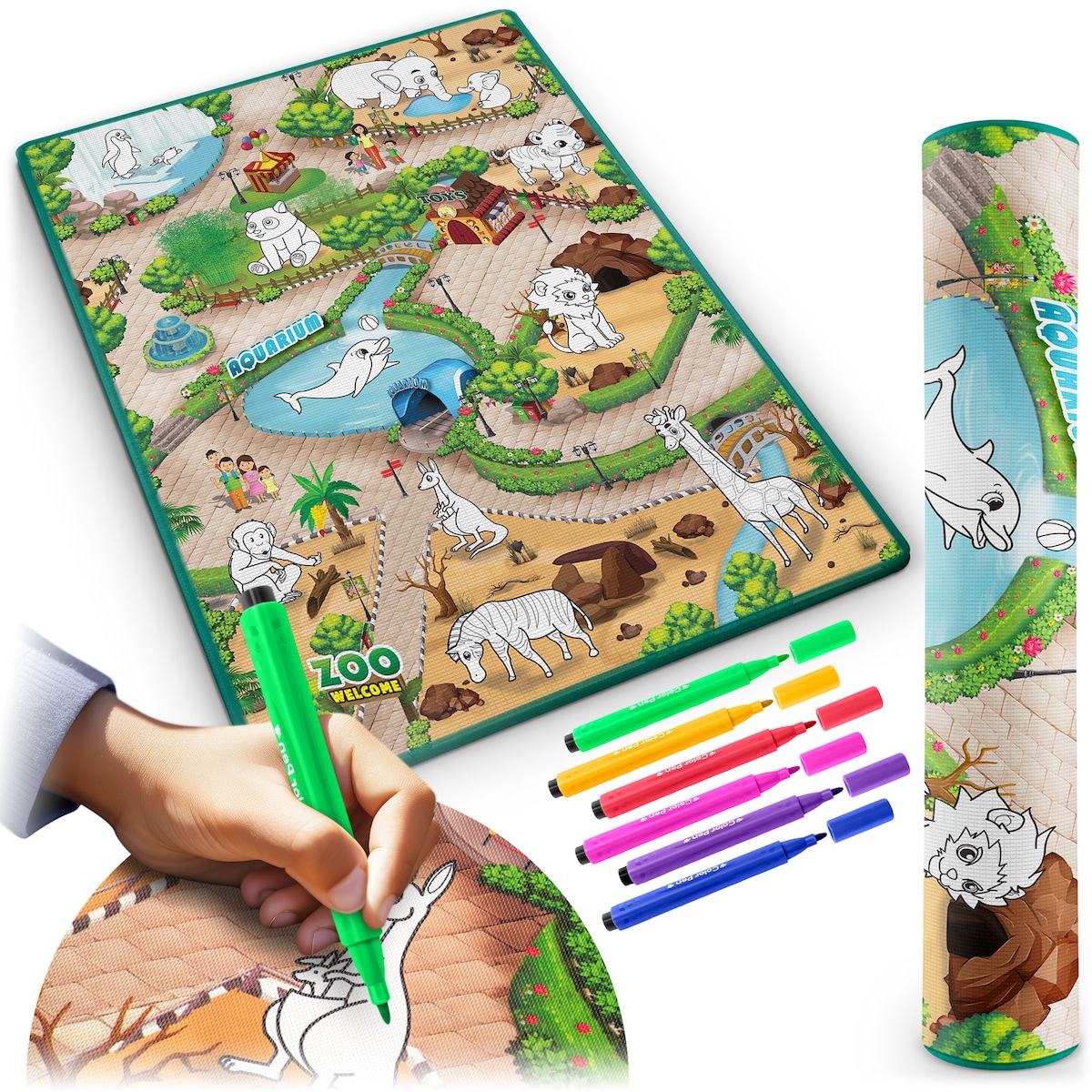 Mata edukacyjna do malowania Ricokids + markery dwustronne 80szt