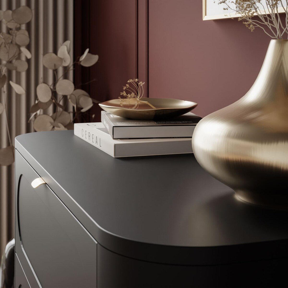 Komoda SHADOW II 4S z szufladami, nóżki skośne złote