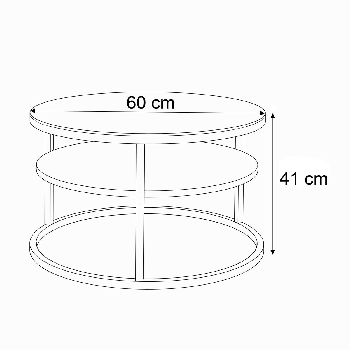 Stolik kawowy CIRI SLIM z półką biały czarne szkło
