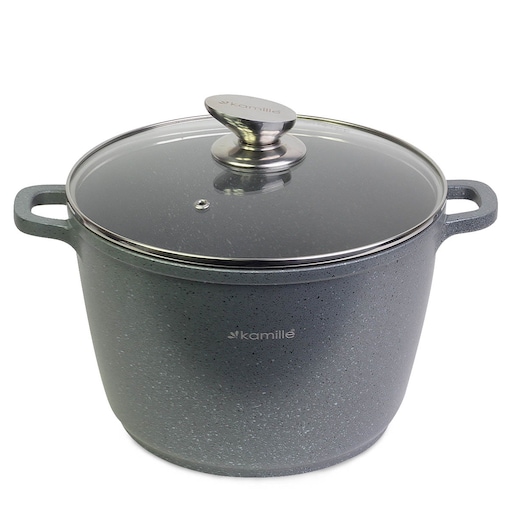 Garnek kocioł granitowy z pokrywką 6.2L indukcja na gaz KAMILLE