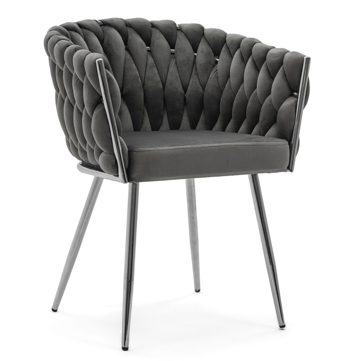 KRZESLO DO SALONU TAPICEROWANE WELUR NOWOCZESNE ROSA CHROME KOLOR SZARY